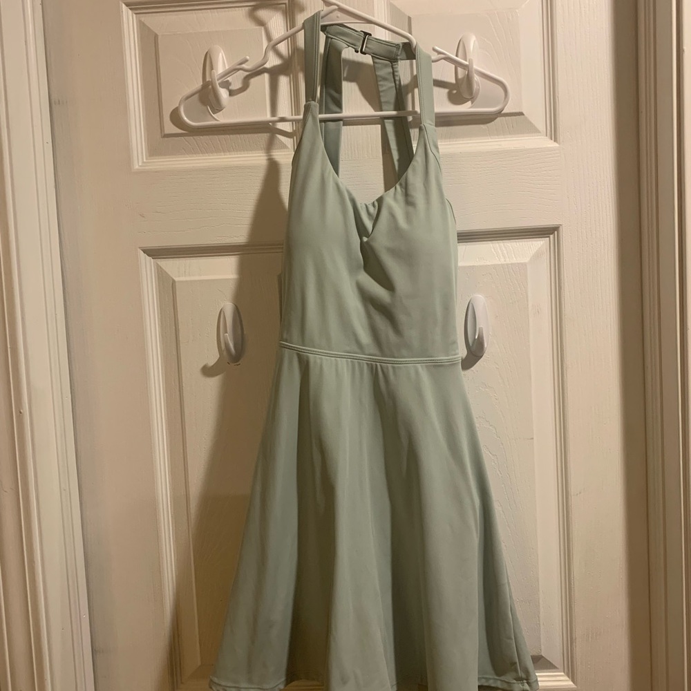 HALARA Mint Green Halter Backless Athletic Dress with built in shorts